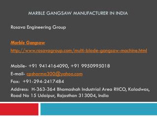 Marble Gangsaw Manufacturer in India