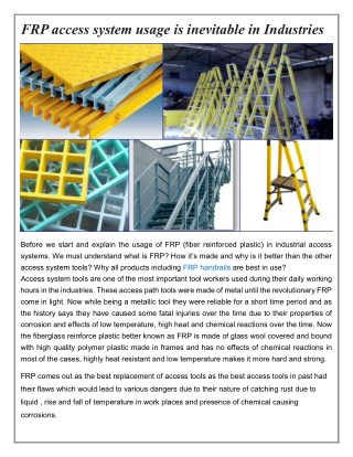 FRP Access System Usage Is Inevitable In Industries