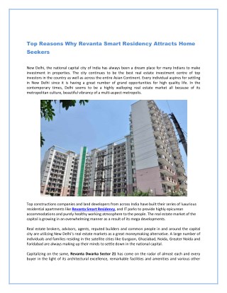 Top Reasons Why Revanta Smart Residency Attracts Home Seekers