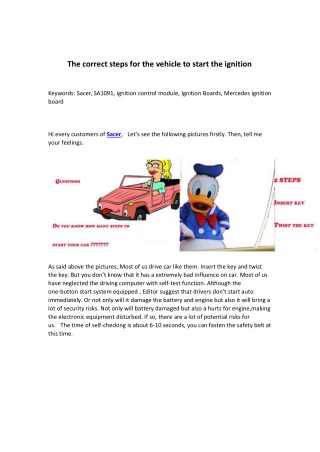 The correct steps for the vehicle to start the ignition