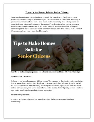 How to Make Homes Safe for Senior Citizens