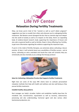 Relaxation During Fertility Treatments