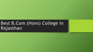 Best B.com (Hons) College in Rajasthan