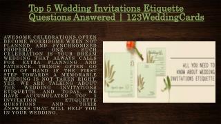 Top 5 Wedding Invitations Etiquette Questions Answered - 123WeddingCards