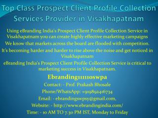 Top Class Prospect Client Profile Collection Services Provider in Visakhapatnam