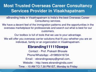 Most Trusted Overseas Career Consultancy Services Provider in Visakhapatnam