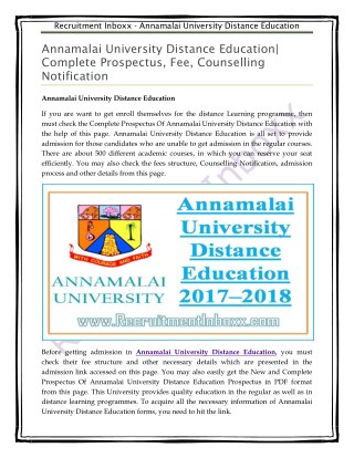 Annamalai University Distance Education