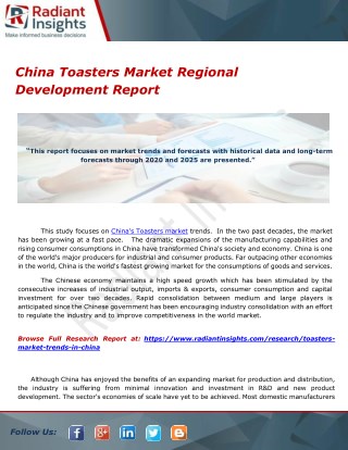 China Toasters Market Regional Development Report