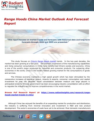Range Hoods China Market Outlook And Forecast Report