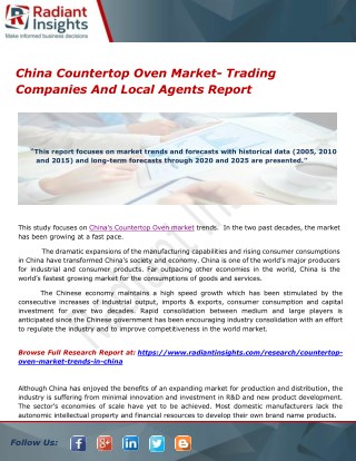 China Countertop Oven Market- Trading Companies And Local Agents Report