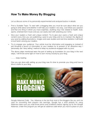 How To Make Money By Blogging