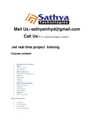 .net real time project training in hyderabad