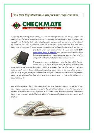 Find Best Registration Loans for your requirement