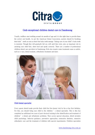 Grab exceptional children dental care in Dandenong