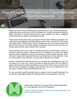 Search Engine Optimisation for Travel Agencies: The Hunt for Keywords