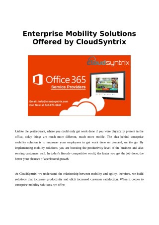 Microsoft Office 365 Migrations Services by CloudSyntrix