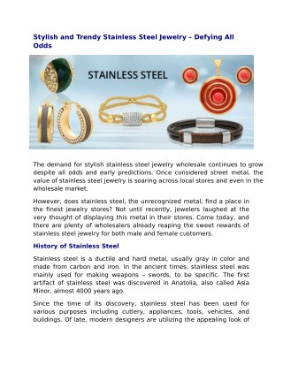 Stylish and Trendy Stainless Steel Jewelry – Defying All Odds
