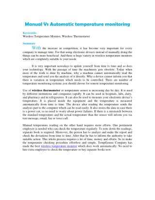 Manual Vs Automatic temperature monitoring