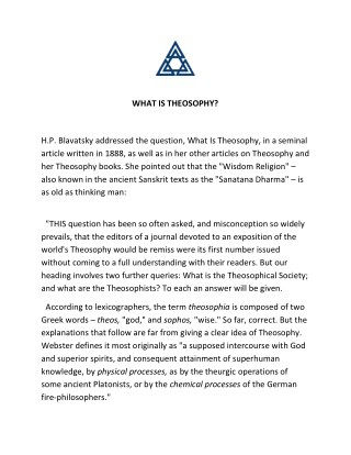 WHAT IS THEOSOPHY?