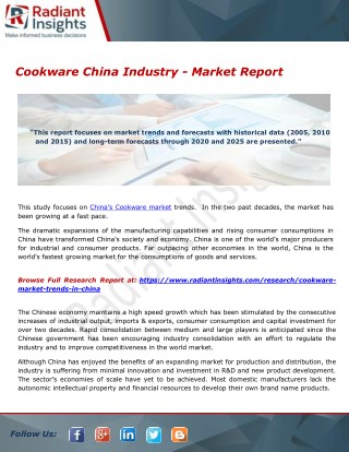 Cookware China Industry - Market Report