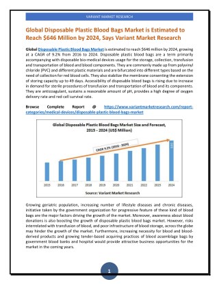 Disposable Plastic Blood Bags Market
