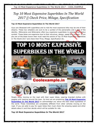 Top 10 Most Expensive Superbikes In The World