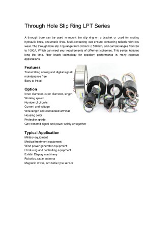 Through Hole Slip Ring LPT Series