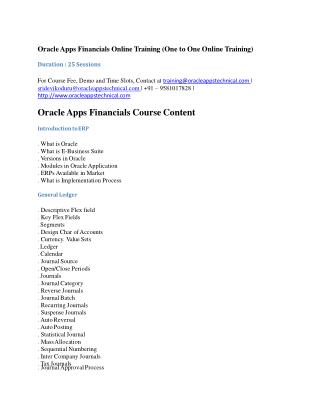 Oracle Apps Financials Online Training