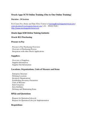 Oracle Apps SCM Online Training