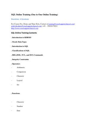 Oracle SQL Online Training