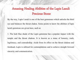 Amazing Healing Abilities of the Lapis Lazuli Precious Stone