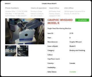 Buy Used GRAPHIC WHIZARD MODEL R Machine