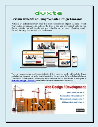 Certain Benefits of Using Website Design Tanzania