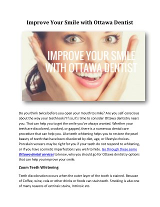 Improve Your Smile with Ottawa Dentist