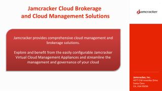 Jamcracker's Cloud Brokerage and Cloud Management Solutions