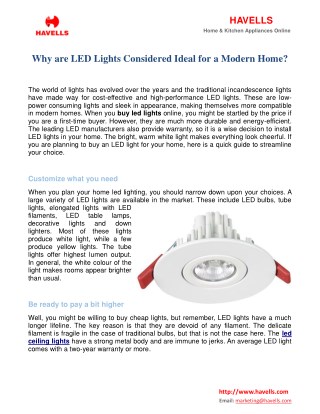 Why Are LED Lights Considered Ideal For A Modern Home?