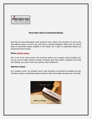 Know More about Customized Stamps