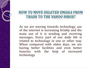 How to move deleted emails from Trash to the Yahoo inbox?