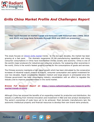 Grills China Market Profile And Challenges Report