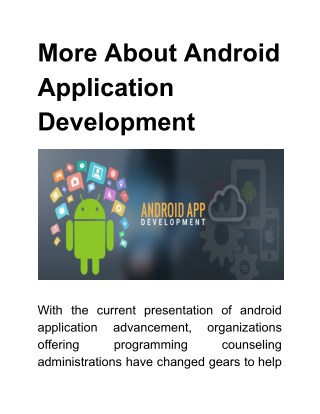 More About Android Application Development