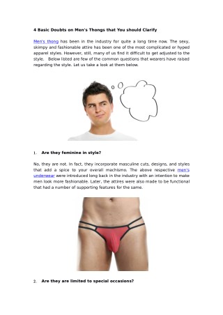 4 Basic Doubts on Men's Thongs that You should Clarify
