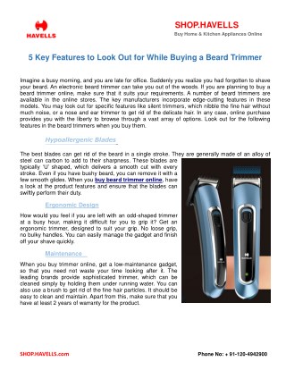 5 Key Features to Look Out For While Buying a Beard Trimmer