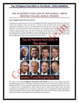 Top 10 Highest Paid CEOs In The World