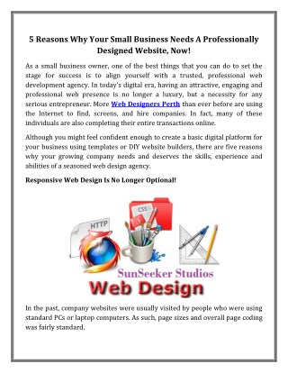 5 Reasons Why Your Small Business Needs A Professionally Designed Website, Now!