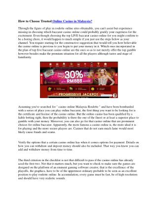 How to Choose Trusted Online Casino in Malaysia?