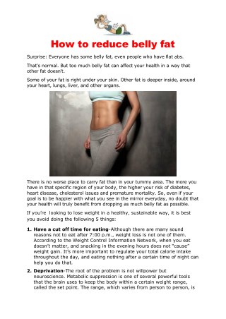 How to reduce belly fat