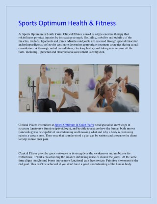 Sports Optimum Health & Fitness