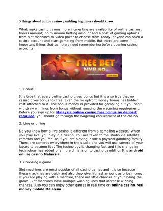 5 things about online casino gambling beginners should know