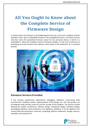 All You Ought to Know about the Complete Service of Firmware Design