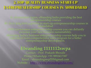  2.Top Quality Business Start-up Entrepreneurship Courses in Ahmedabad